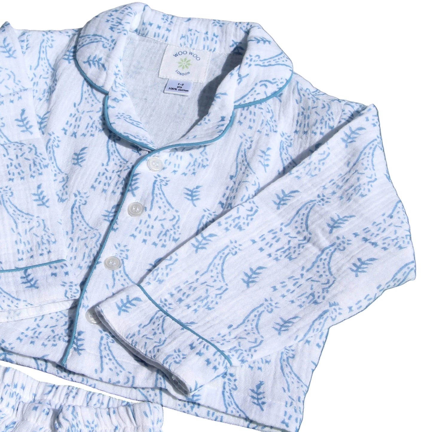 Blue Giraffe Organic Muslin Pyjamas WooWoo London