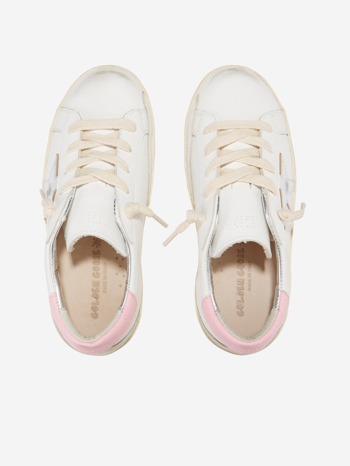 Golden Goose Girls Leather Super Star Trainers in White Childsplay Clothing