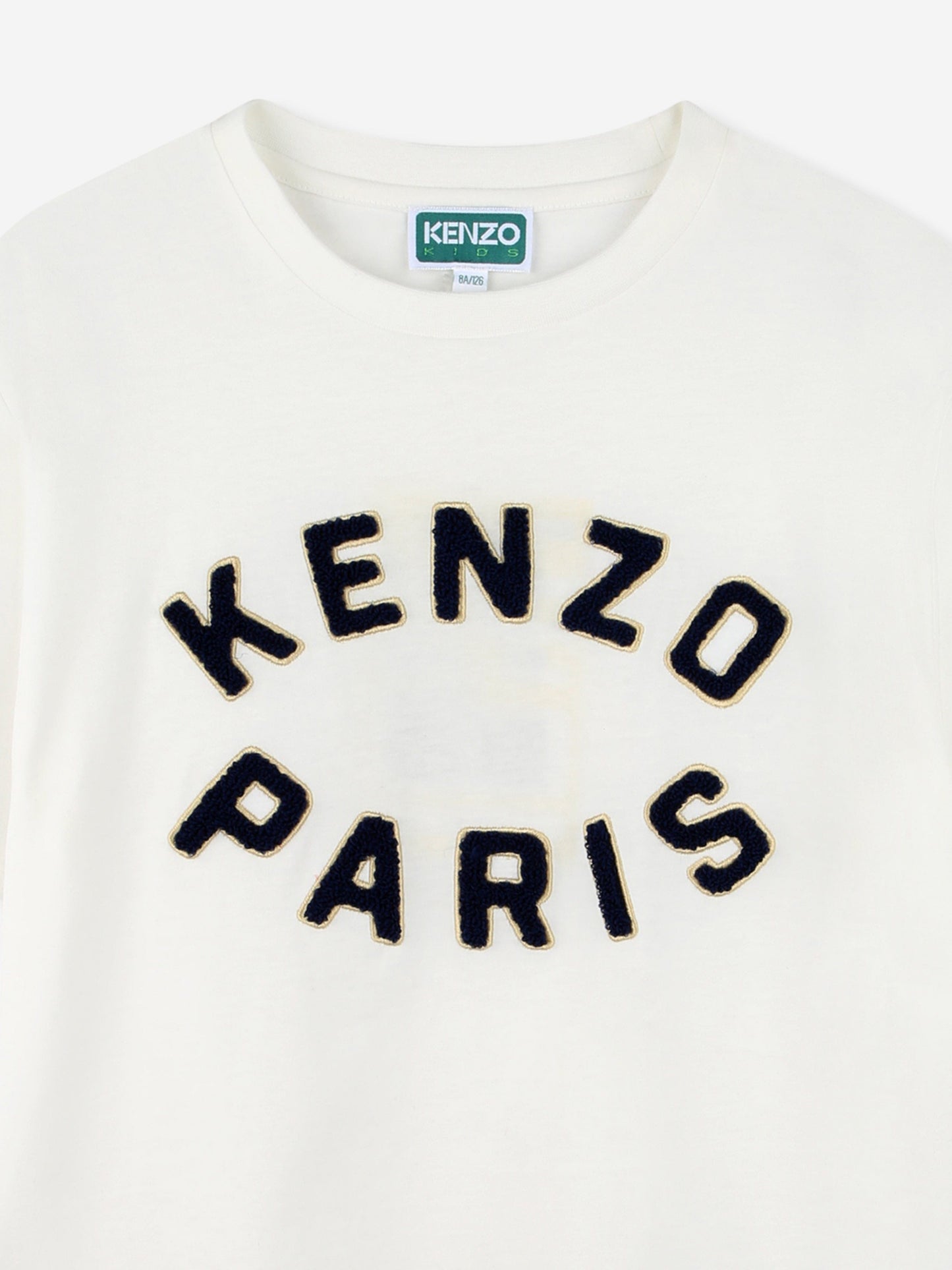 KENZO Kids Embroidered Logo T-Shirt in Ivory Childsplay Clothing