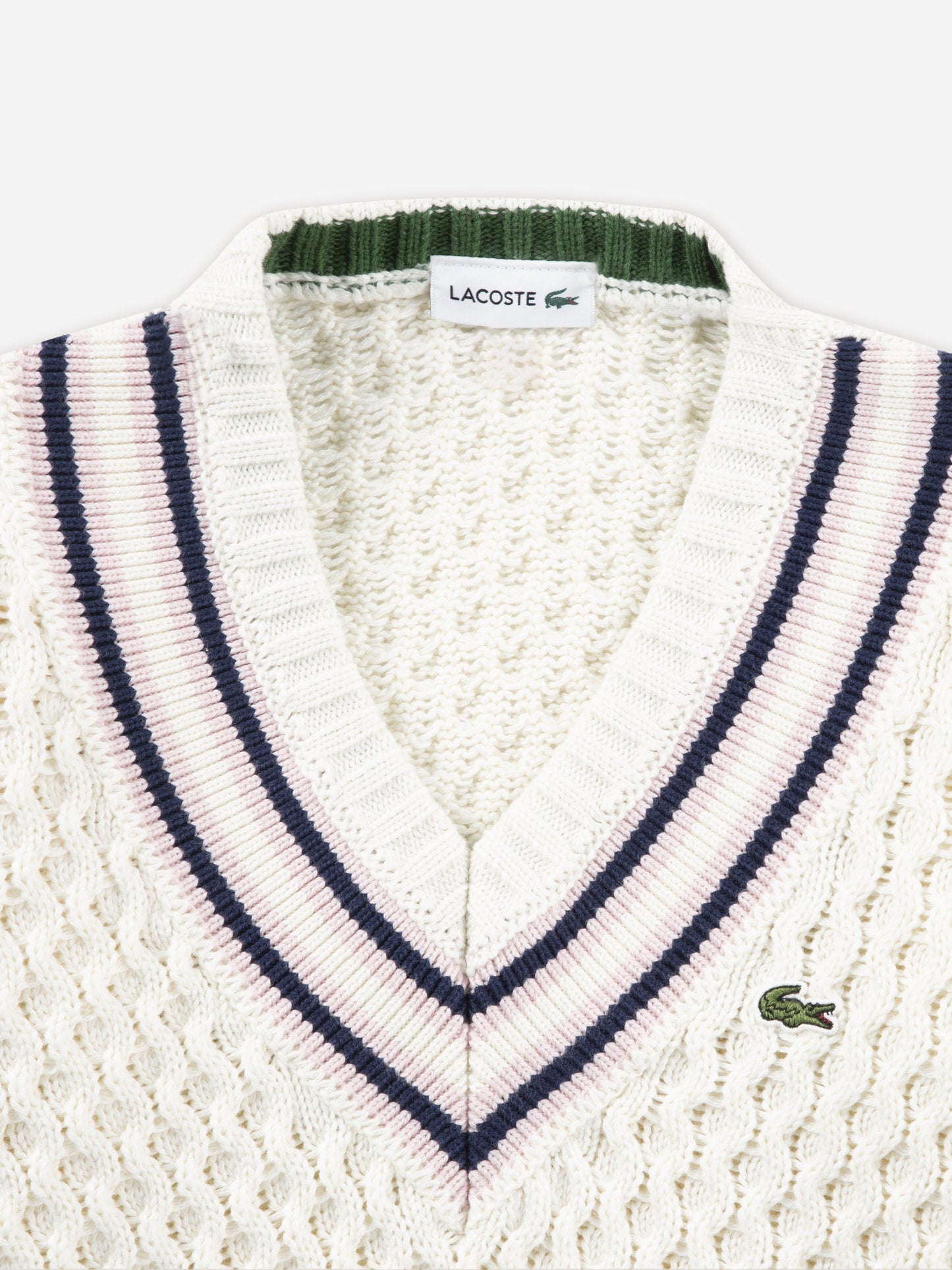 Lacoste Girls Mixed Stitch Jumper in Ivory Childsplay Clothing