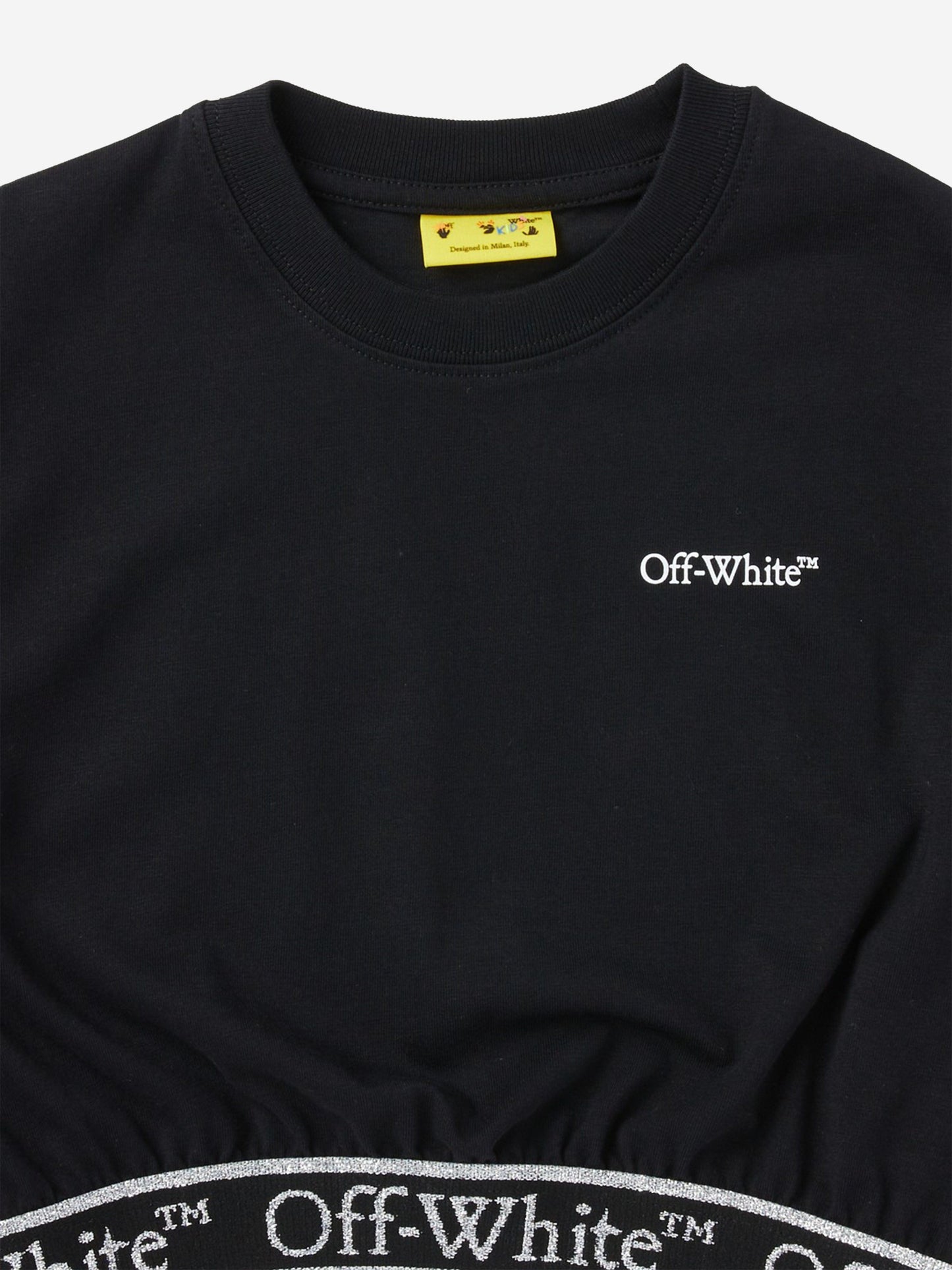Off-White Girls Bookish Logoband Crop Top in Black Childsplay Clothing