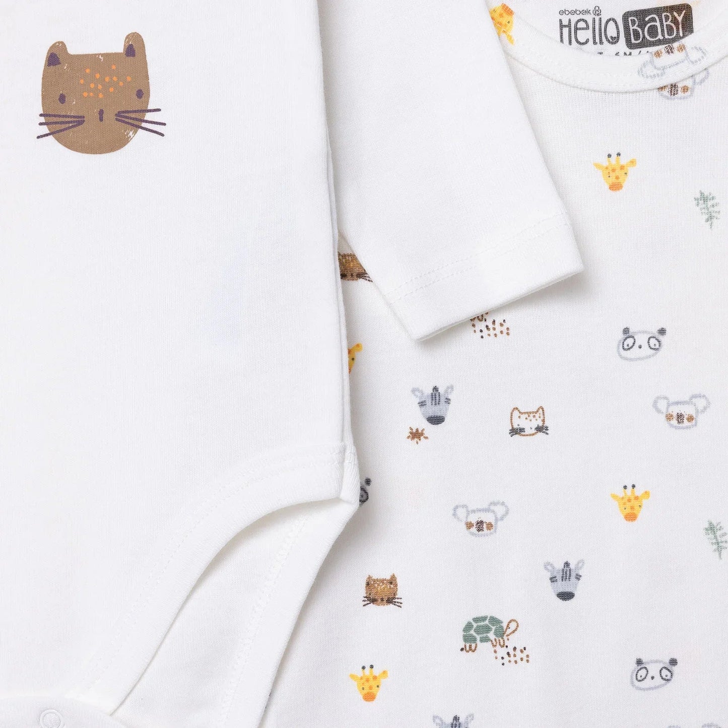 HelloBaby Long Sleeve Body 2 Pack - Ecru ebebek