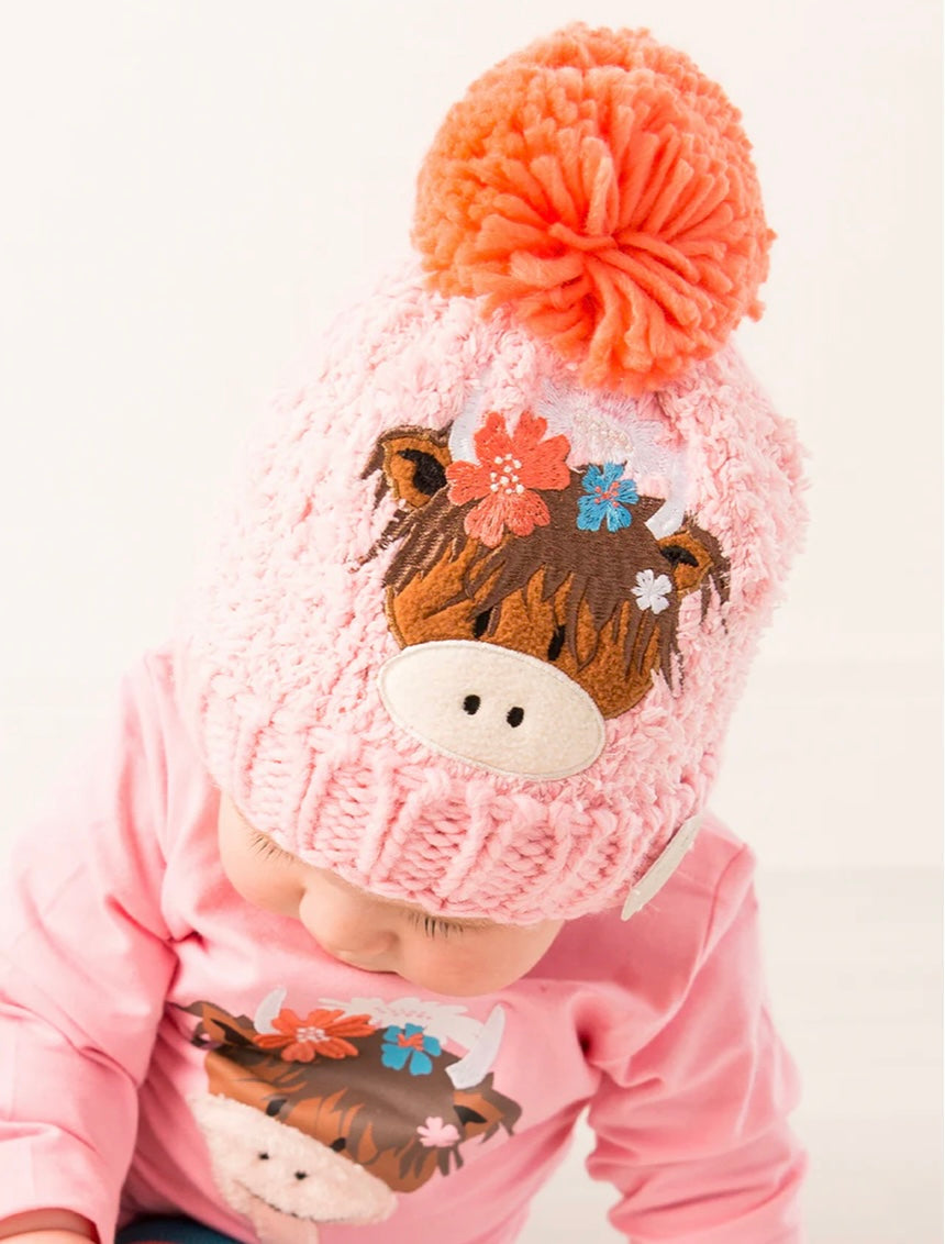 Bonnie Highland Cow Winter Hat Pebble Children’s Wear