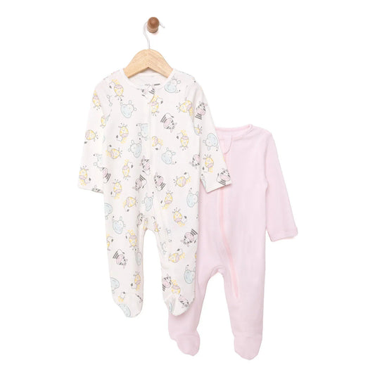 HelloBaby Newborn Girl Footed Jumpsuit - Ecru ebebek