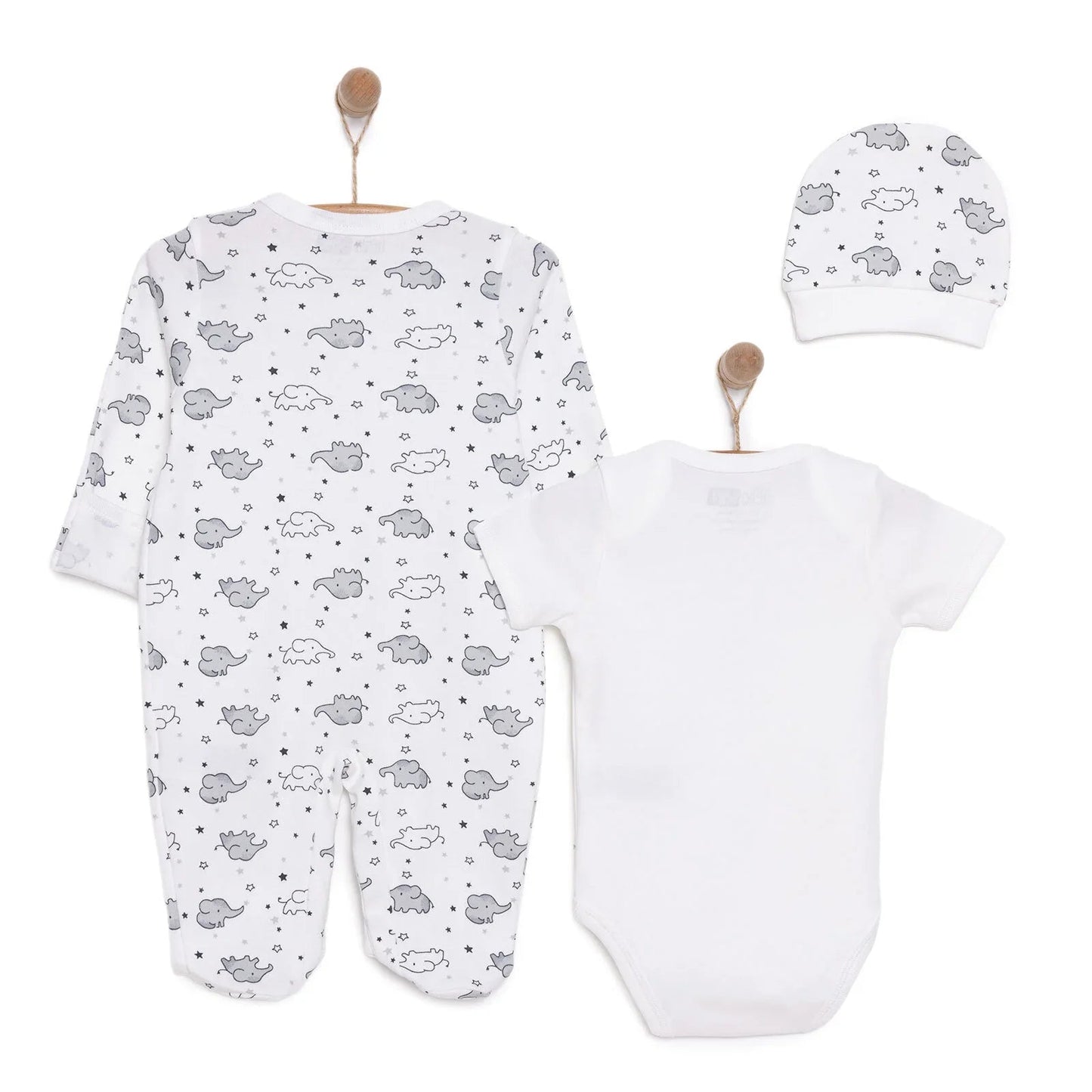 HelloBaby Newborn Baby Cute Elephant Jumpsuit - Ecru ebebek