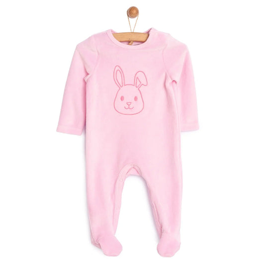 HelloBaby Newborn Baby Girl Velvet Footed Jumpsuit - Pink ebebek