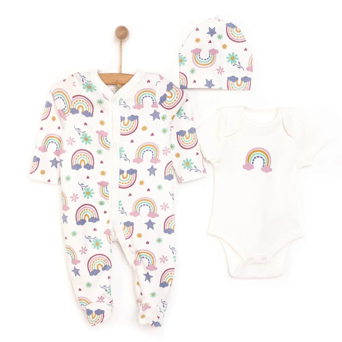 HelloBaby Baby Girl Jumpsuit-Body-Hat - Ecru ebebek