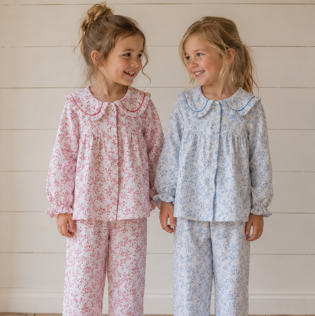 Blue Paisley Organic Muslin Pyjamas WooWoo London