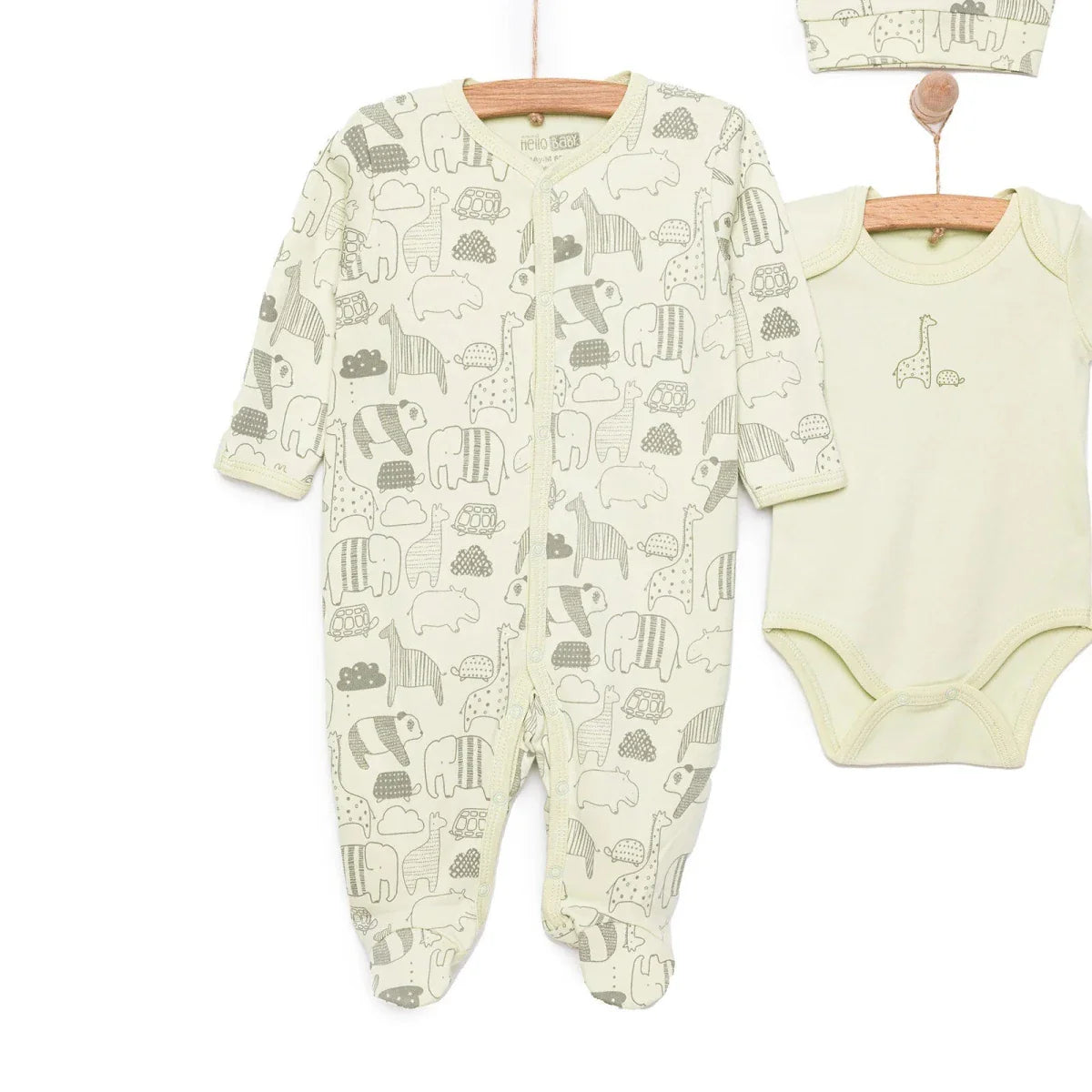 HelloBaby Boy Jumpsuit-Body-Hat - Green ebebek
