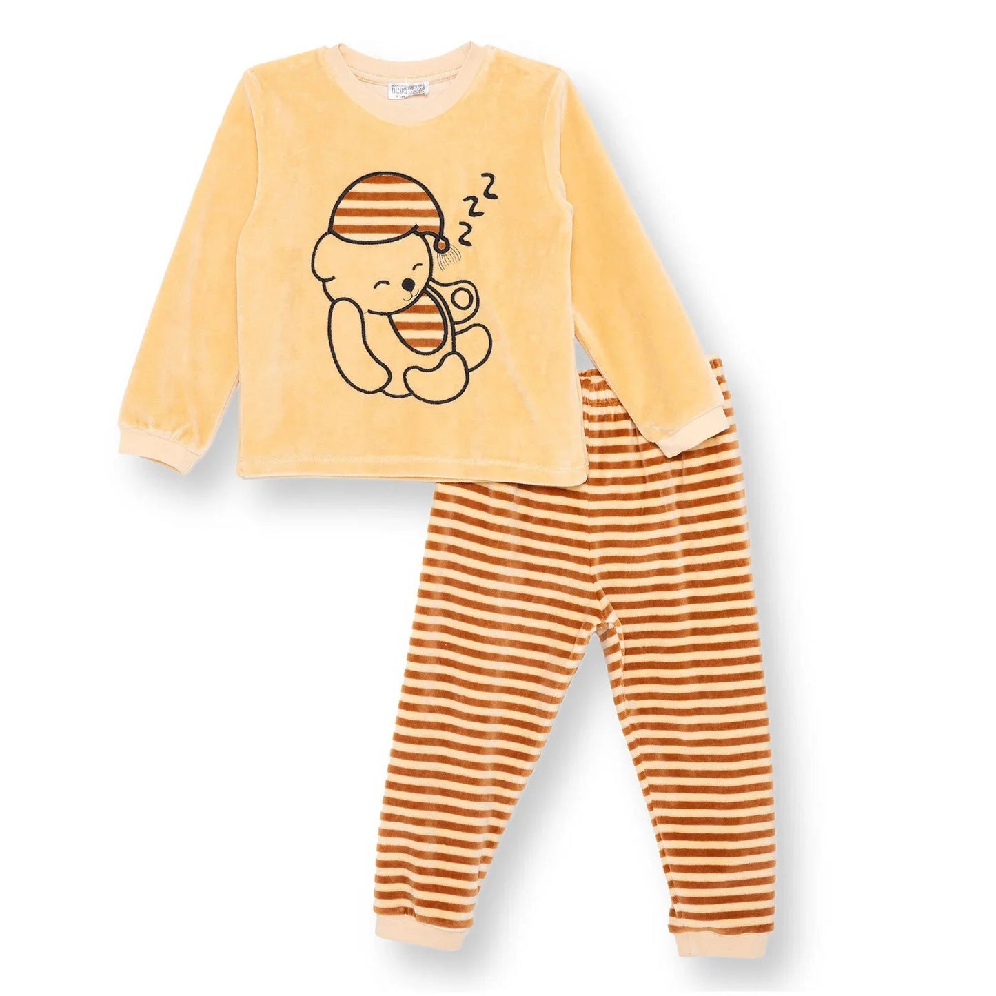 HelloBaby Velvet Pyjama Set - Light Brown ebebek