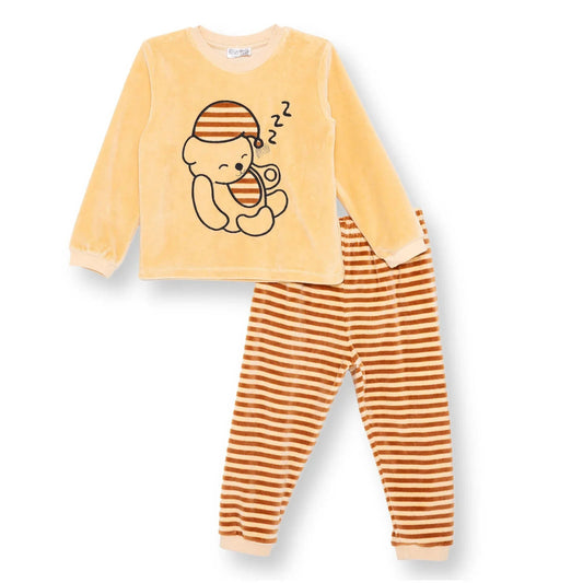 HelloBaby Velvet Pyjama Set - Light Brown ebebek
