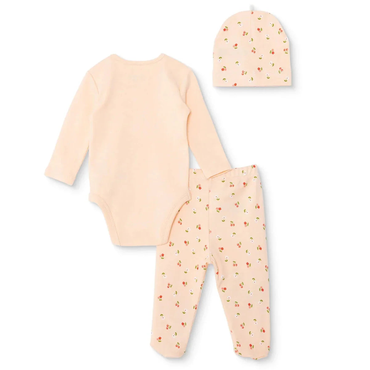HelloBaby Girls Body-Footed Bottom-Hat Cherry with Poppers Crew Neck Long Leg Long Sleeve - Light Pink ebebek