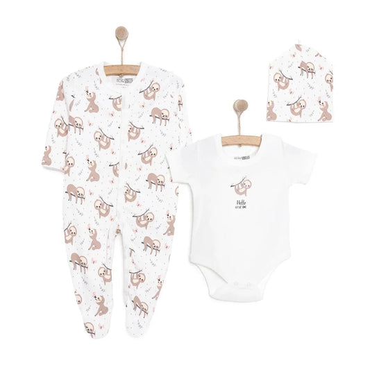 HelloBaby Girl Jumpsuit-Body-Hat - Ecru ebebek