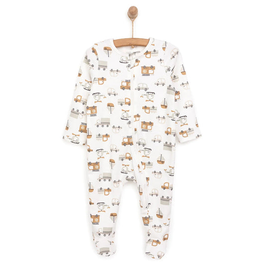 HelloBaby Newborn Footed Romper B - Ecru ebebek