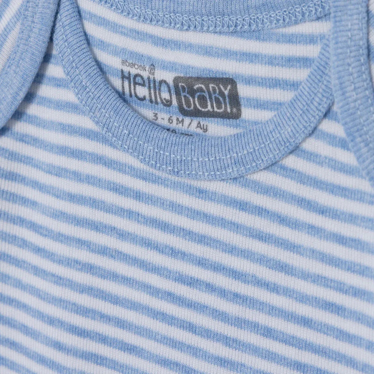 HelloBaby Boys 2-Pack Short Sleeve Bodysuits Striped with Poppers Envelope Neck Short Sleeve - Light Blue ebebek