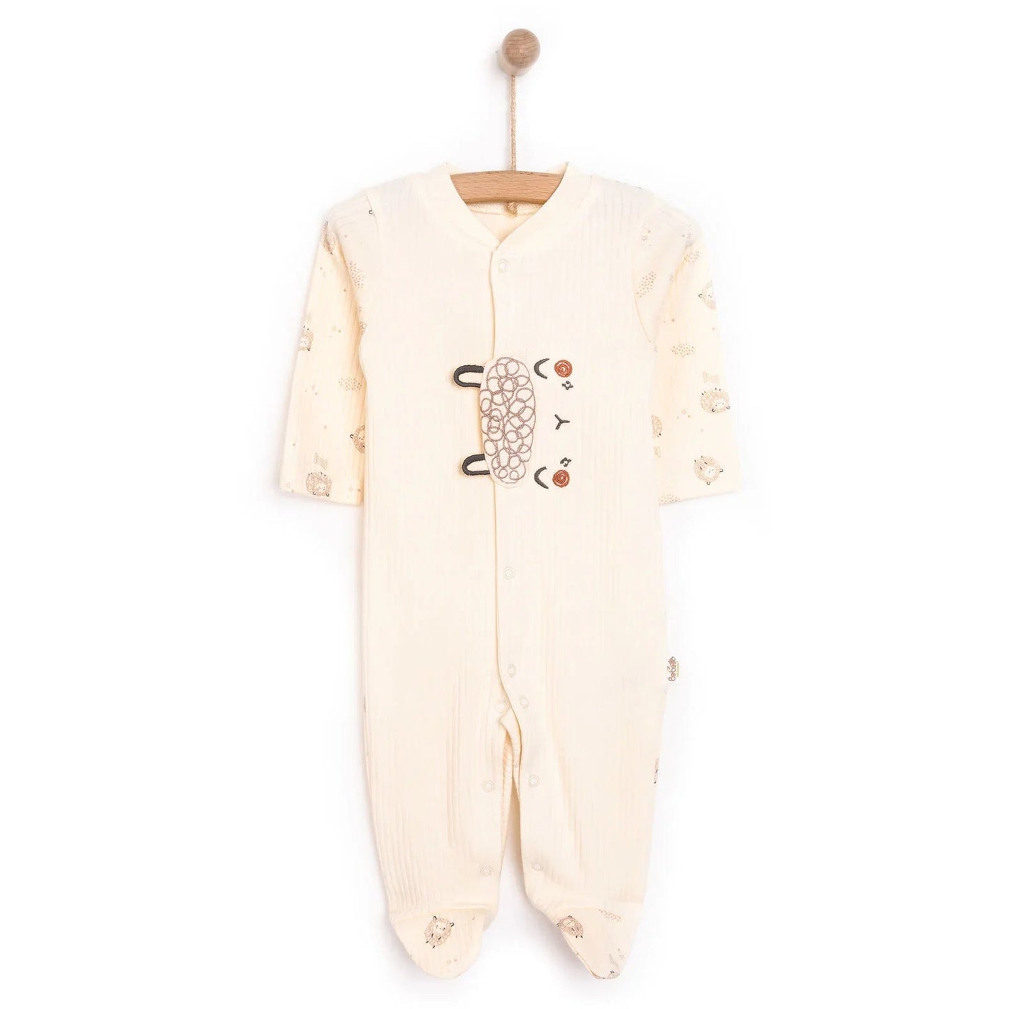 Bebetto Newborn Organic Little Lamp Footed Jumpsuit - Ecru ebebek
