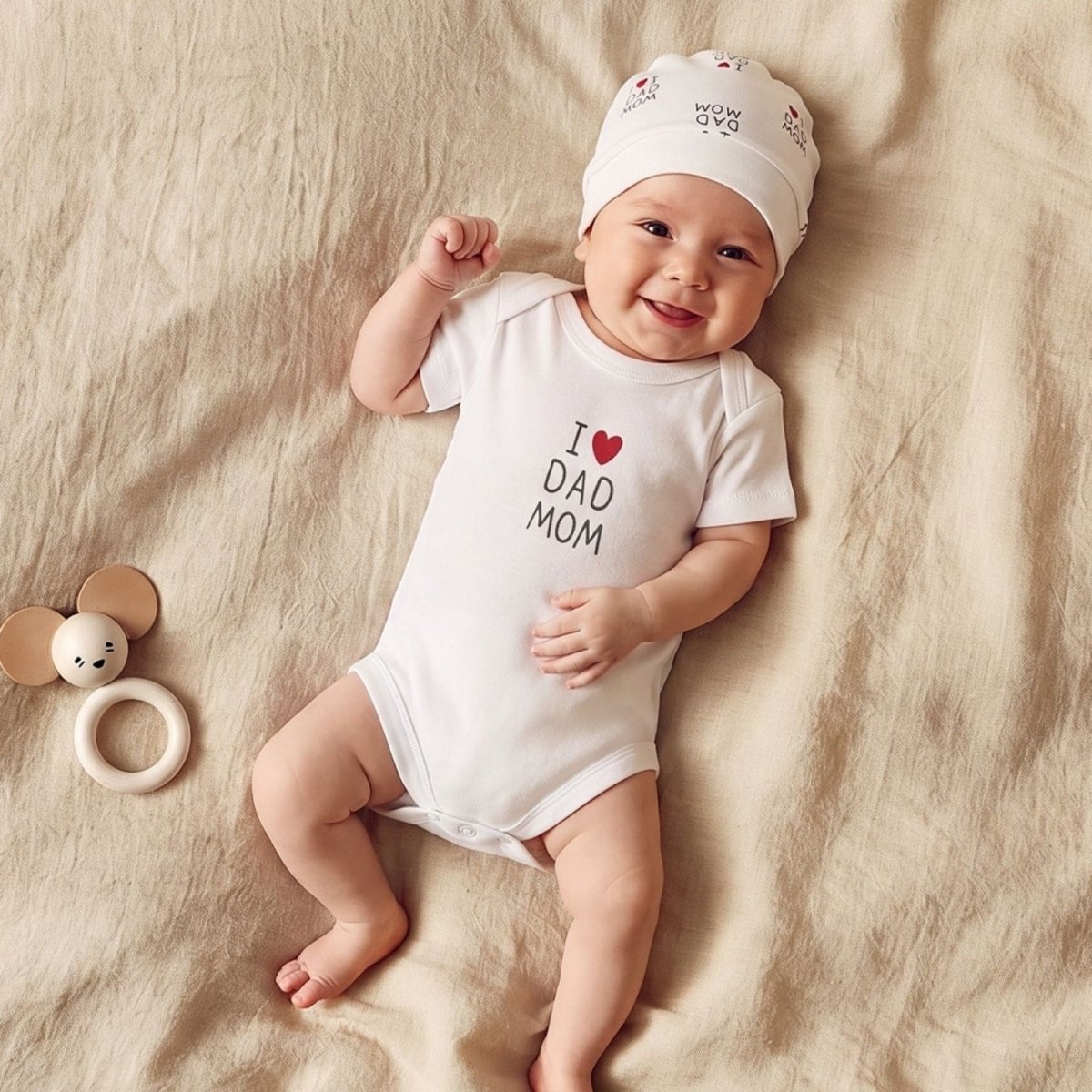 HelloBaby Newborn Baby Mom&Dad Jumpsuit - Ecru ebebek