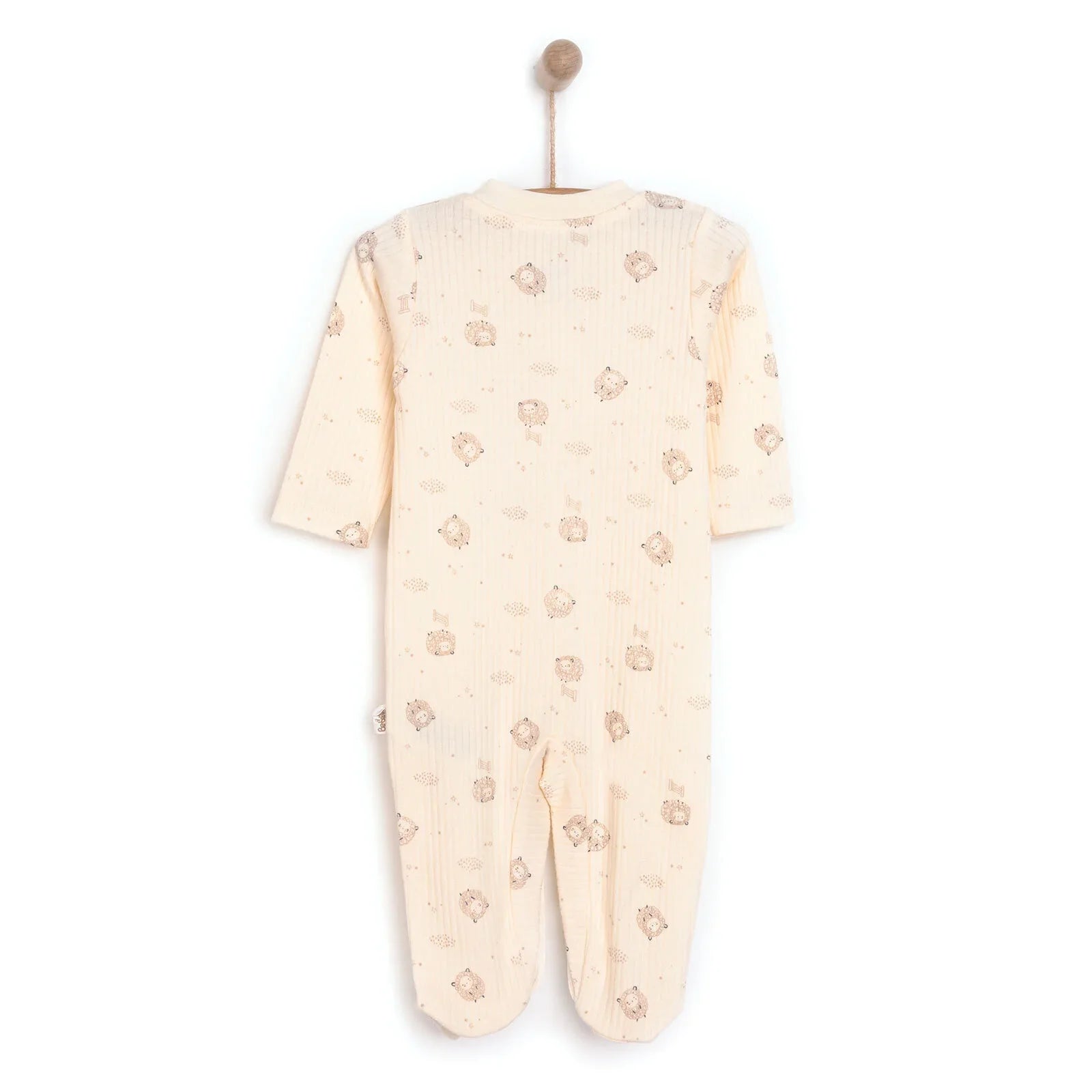 Bebetto Newborn Organic Little Lamp Footed Jumpsuit - Ecru ebebek