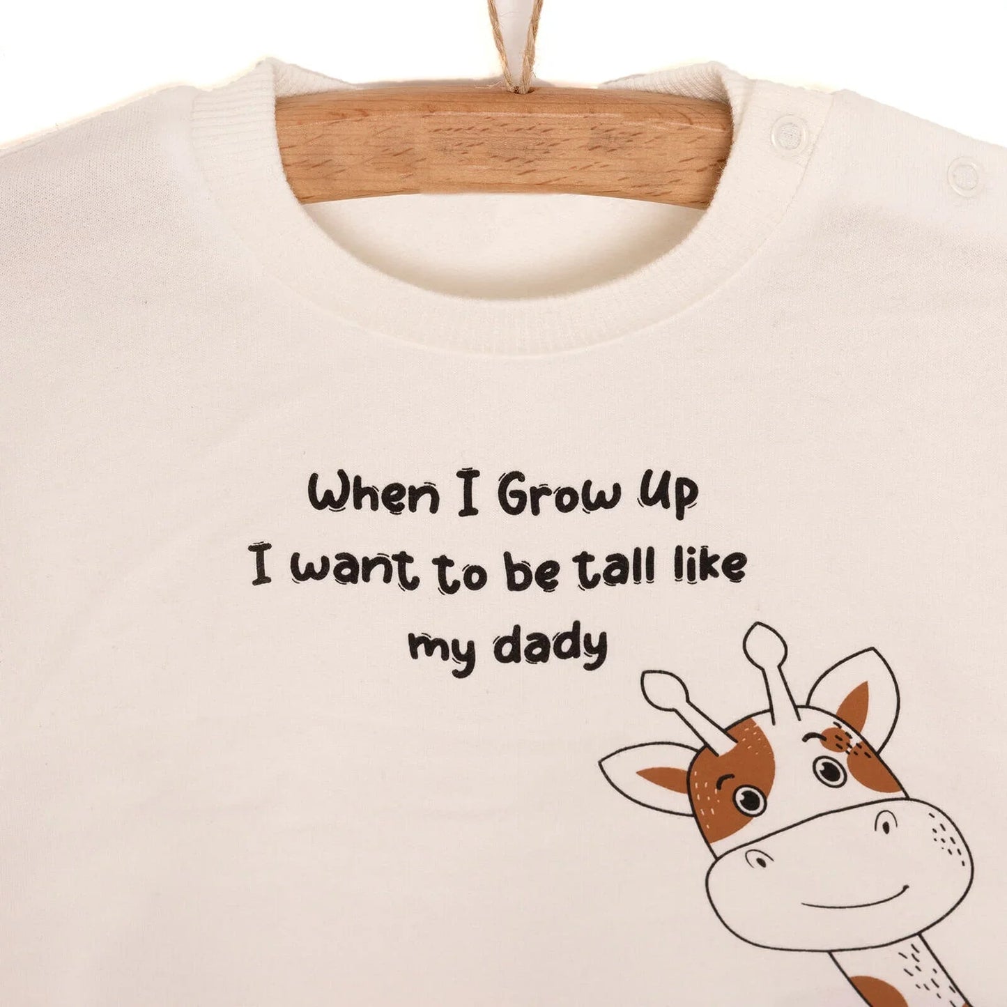 HelloBaby Baby Boy Basic Giraffe Printed Sweatshirt - Ecru ebebek