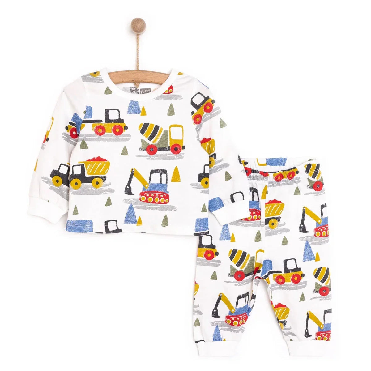 HelloBaby Baby Boy Long Sleeve Pyjamas Set - Ecru ebebek