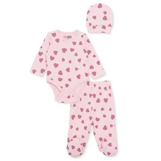 HelloBaby Girls Body-Footed Bottom-Hat Heart Crew Neck Long Leg Long Sleeve - Pink ebebek