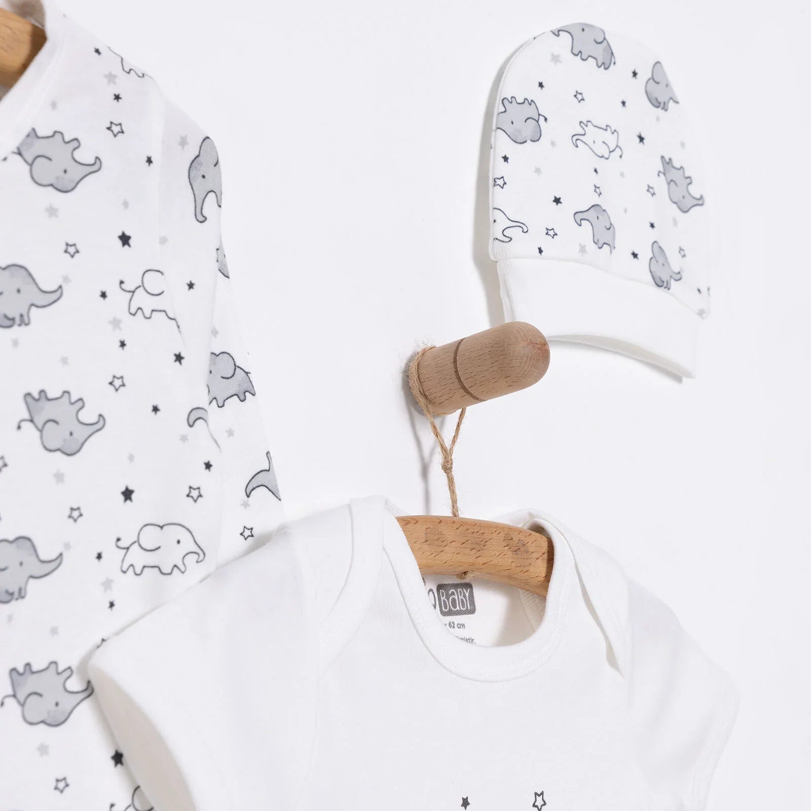 HelloBaby Newborn Baby Cute Elephant Jumpsuit - Ecru ebebek