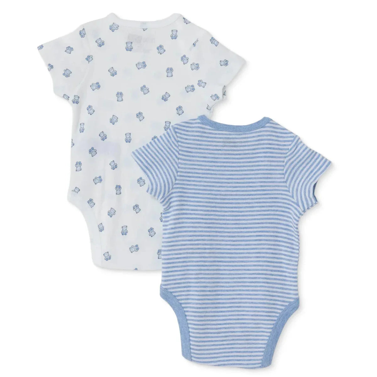 HelloBaby Boys 2-Pack Short Sleeve Bodysuits Striped with Poppers Envelope Neck Short Sleeve - Light Blue ebebek