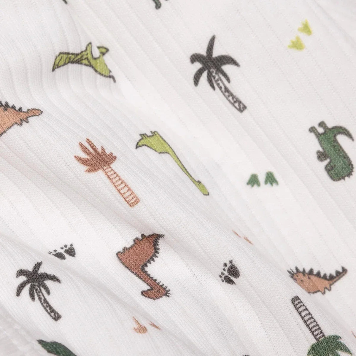 Tiffany Boys Bodysuit Dinosaur with Poppers V-Neck Long Sleeve - Ecru ebebek