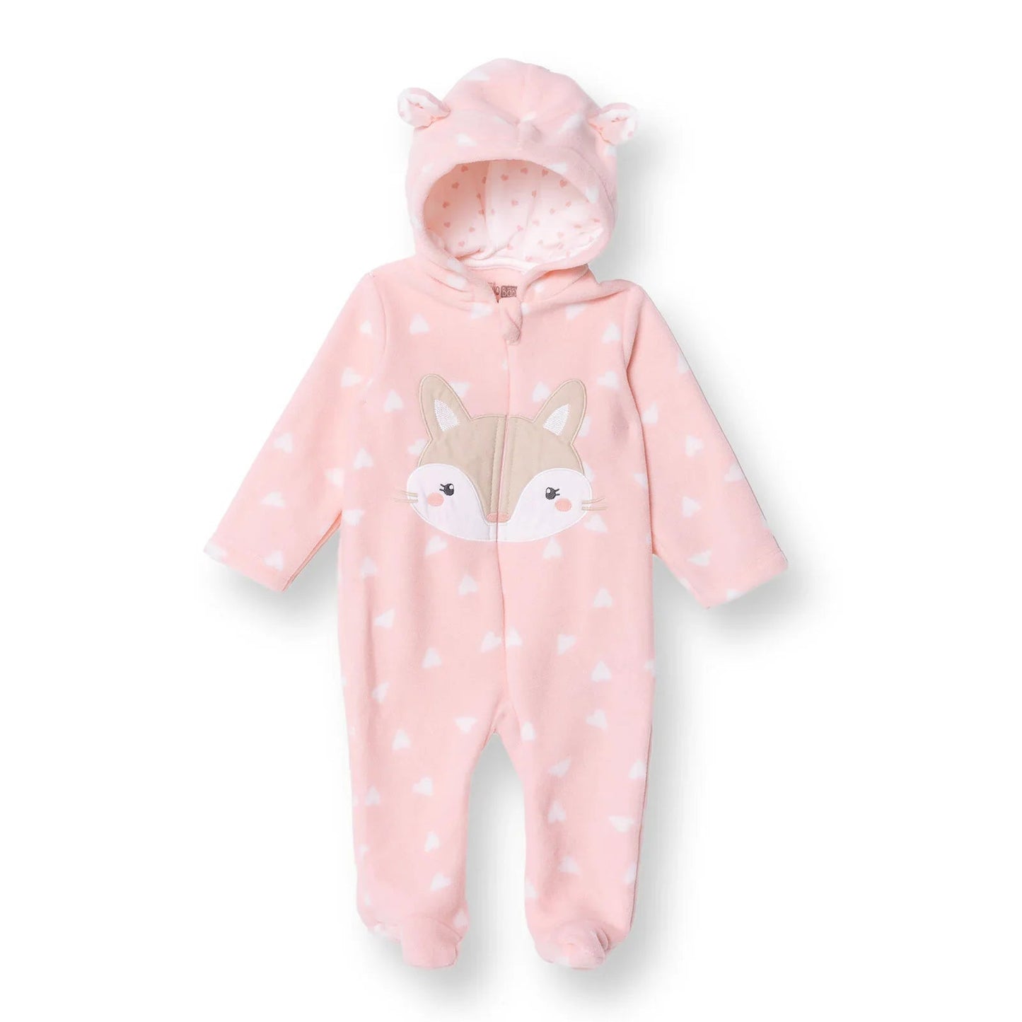 HelloBaby Newborn Polar Footed Jumpsuit - Pink Printed ebebek