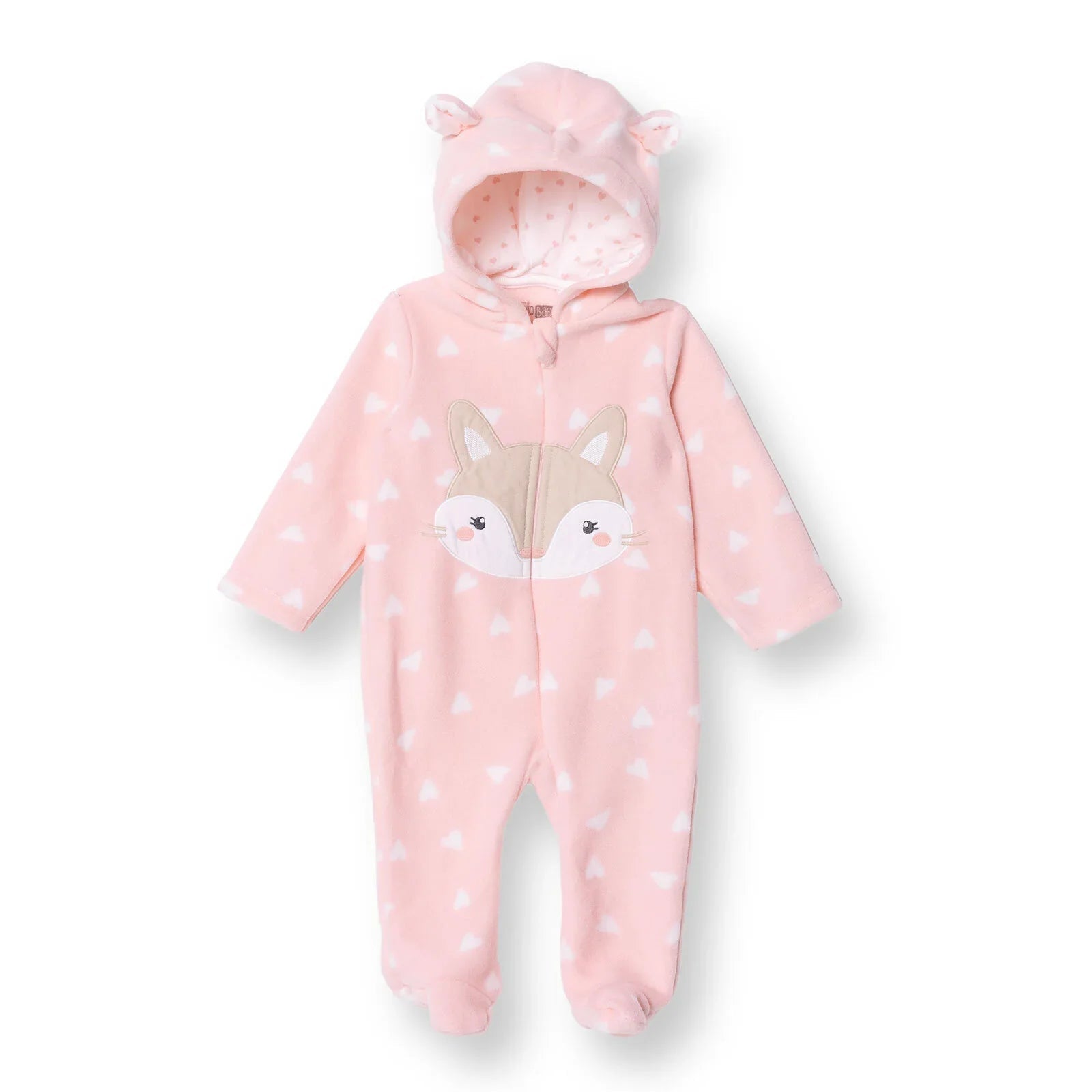 HelloBaby Newborn Polar Footed Jumpsuit - Pink Printed ebebek