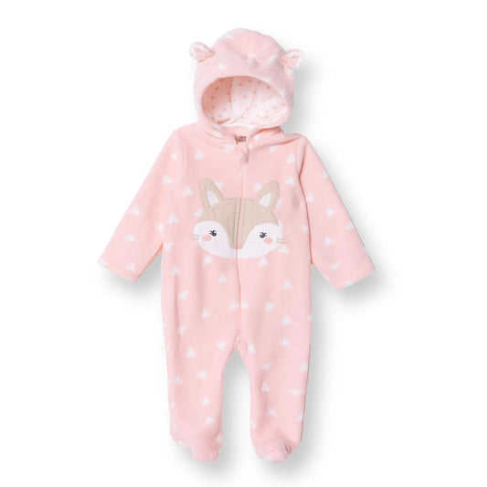 HelloBaby Newborn Polar Footed Jumpsuit - Pink Printed ebebek