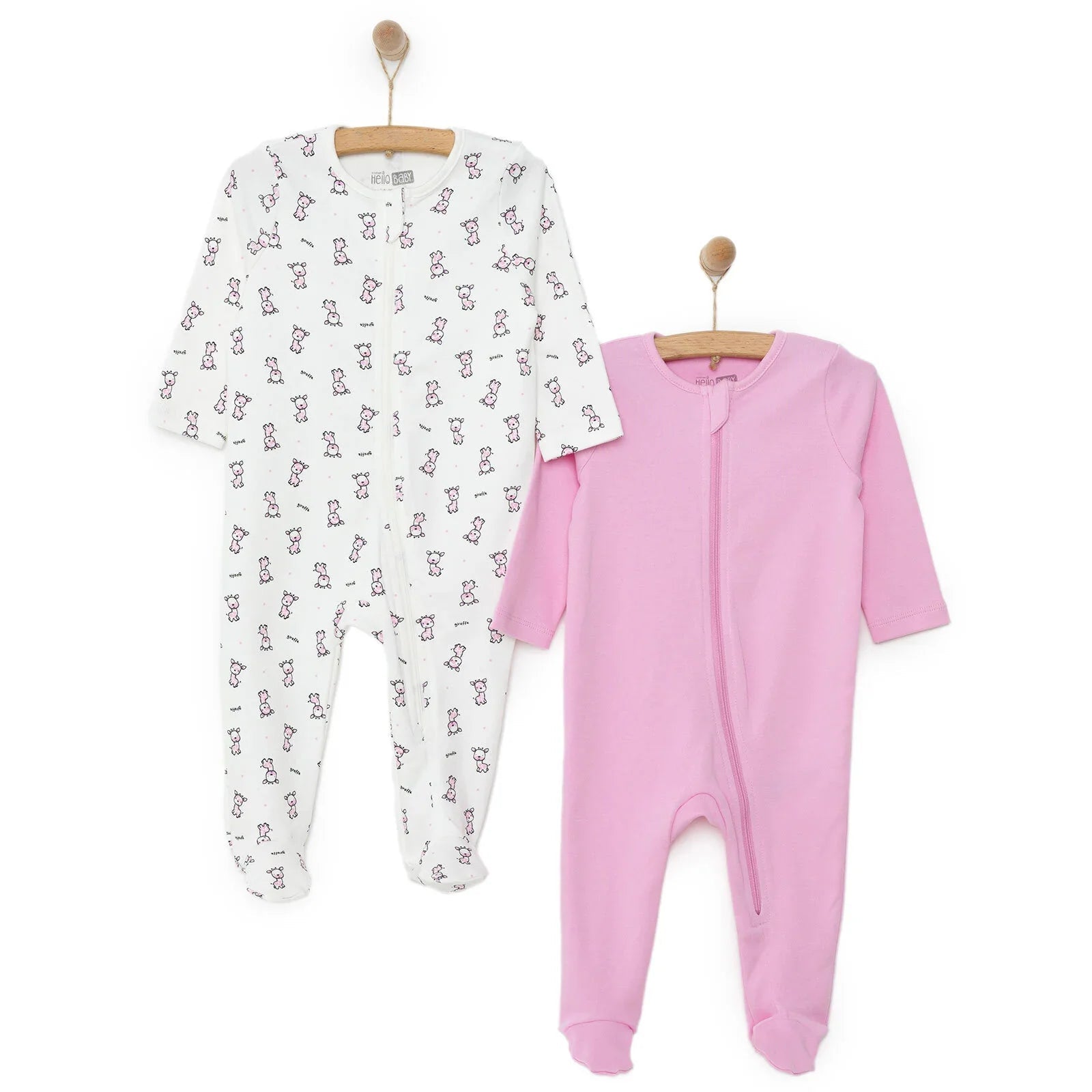 HelloBaby Newborn Baby Girl Footed Jumpsuit - Pink ebebek