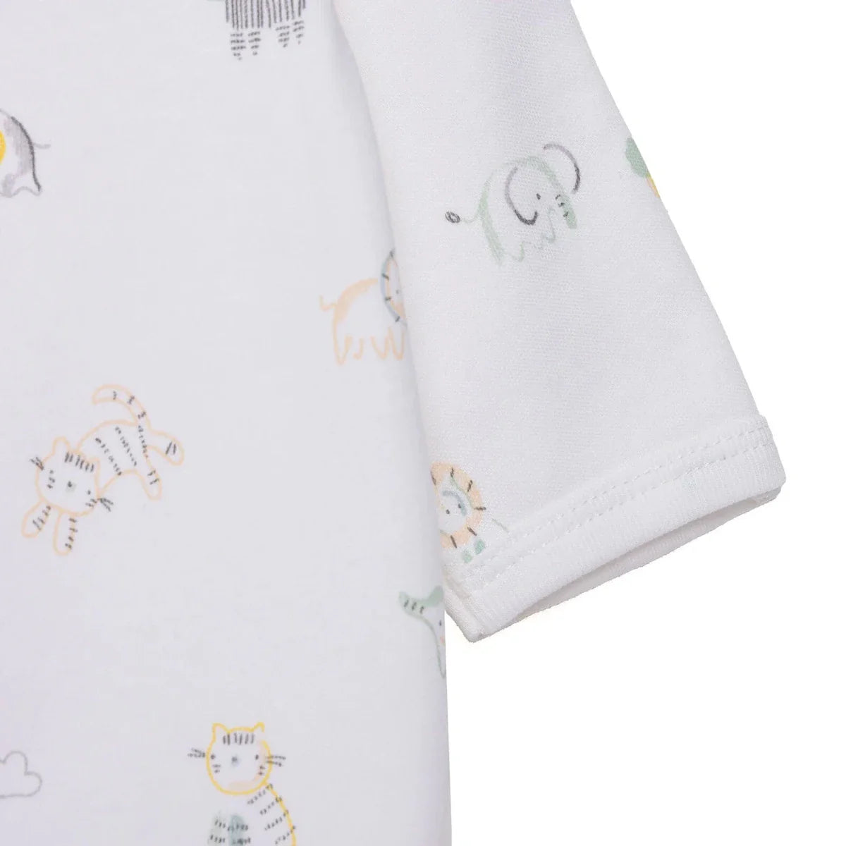 HelloBaby Boys Footed Romper Animal with Poppers Crew Neck Long Leg Long Sleeve - White Printed ebebek