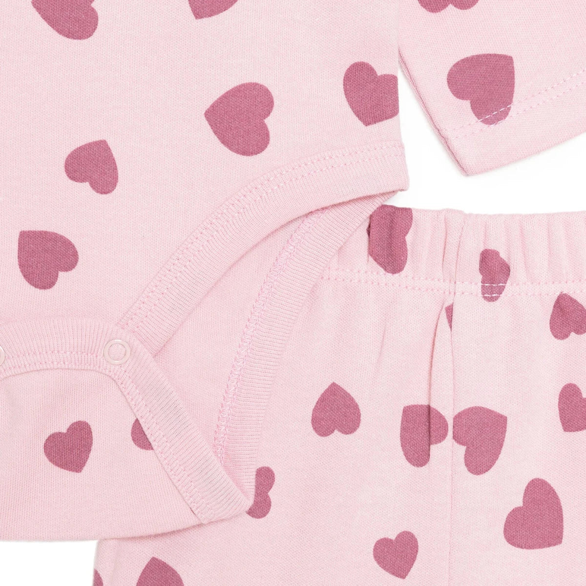 HelloBaby Girls Body-Footed Bottom-Hat Heart Crew Neck Long Leg Long Sleeve - Pink ebebek