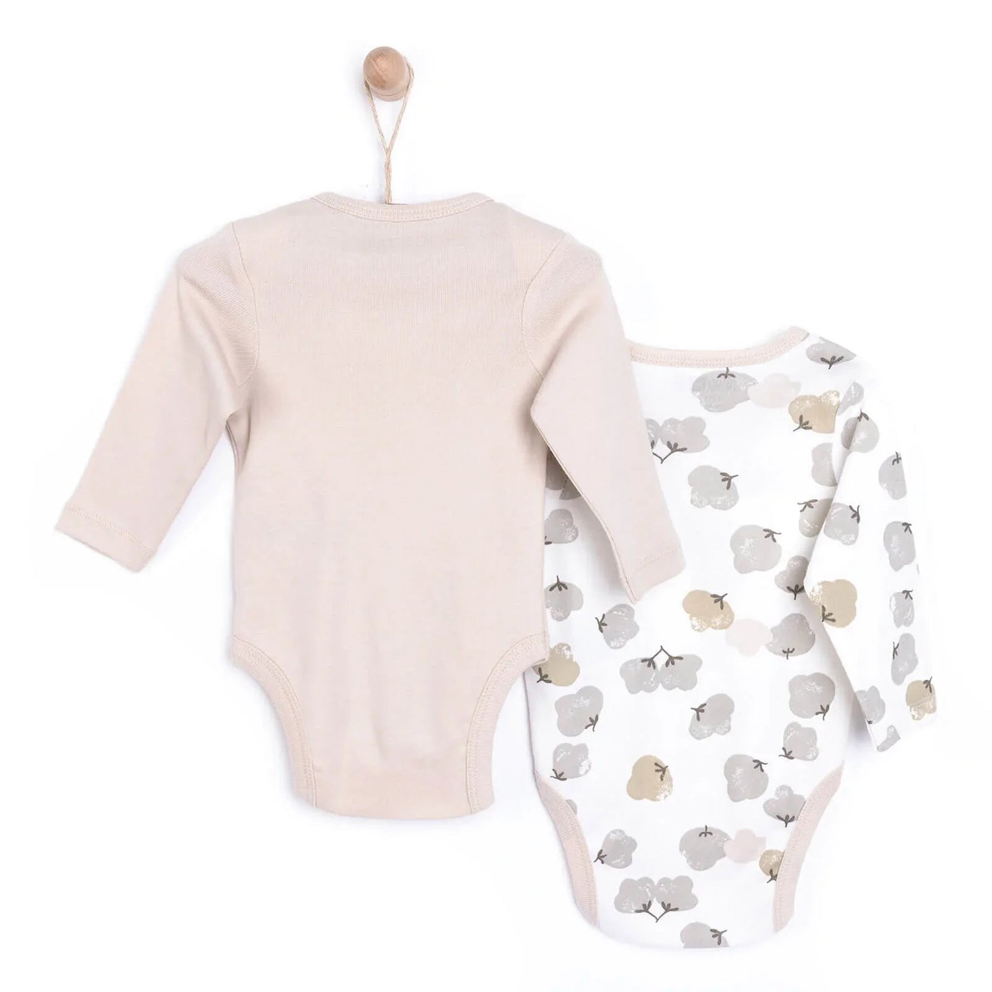 HelloBaby Baby Girl Long Sleeve Bodysuit 2 pcs - Beige ebebek