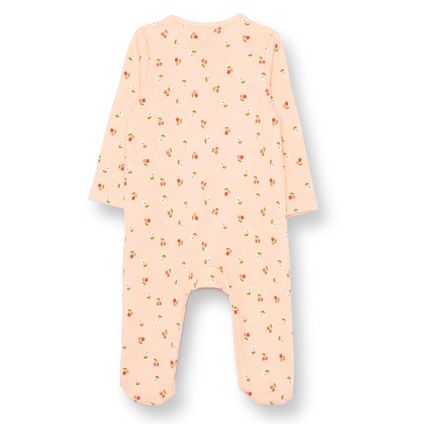 HelloBaby Girls Footed Romper Cherry Zip-up Crew Neck Long Leg Long Sleeve - Salmon ebebek