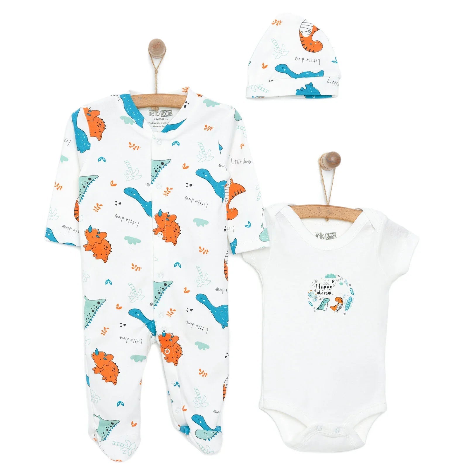 HelloBaby Baby Boy Jumpsuit-Body-Hat - Ecru ebebek