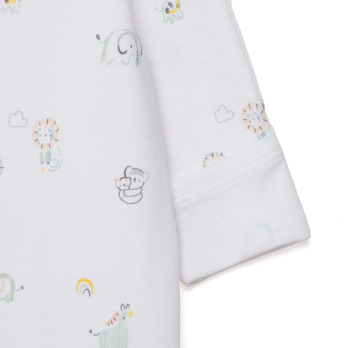 HelloBaby Boys Footed Romper Animal with Poppers Crew Neck Long Leg Long Sleeve - White Printed ebebek