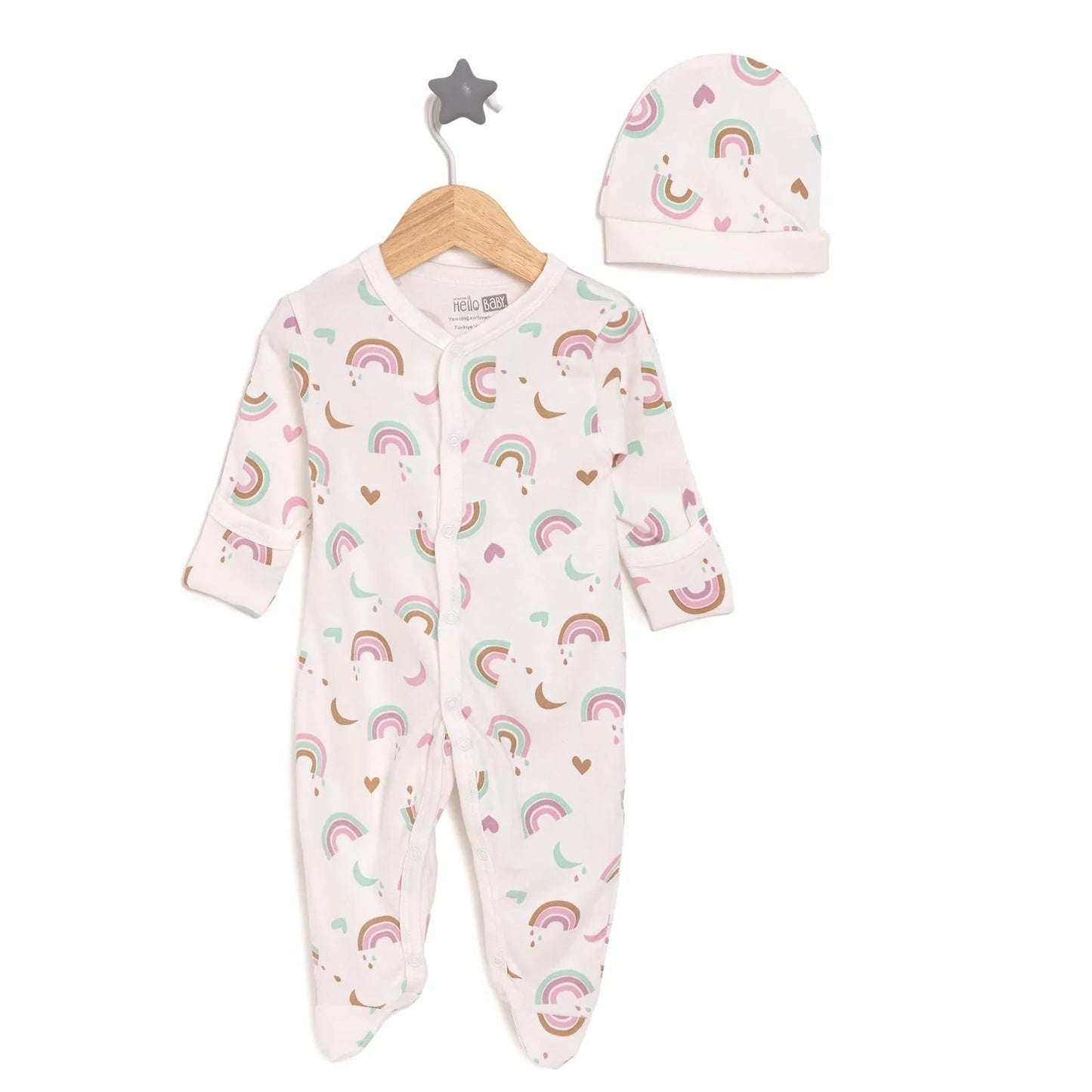 HelloBaby Girl Jumpsuit-Hat - Ecru ebebek