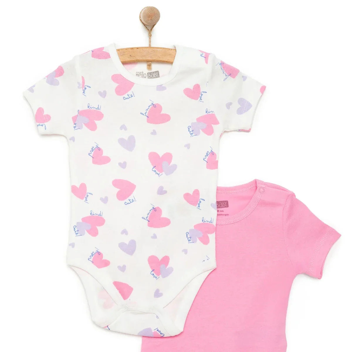 HelloBaby 2-Pack Short Sleeve Bodysuits Girls - Purple ebebek