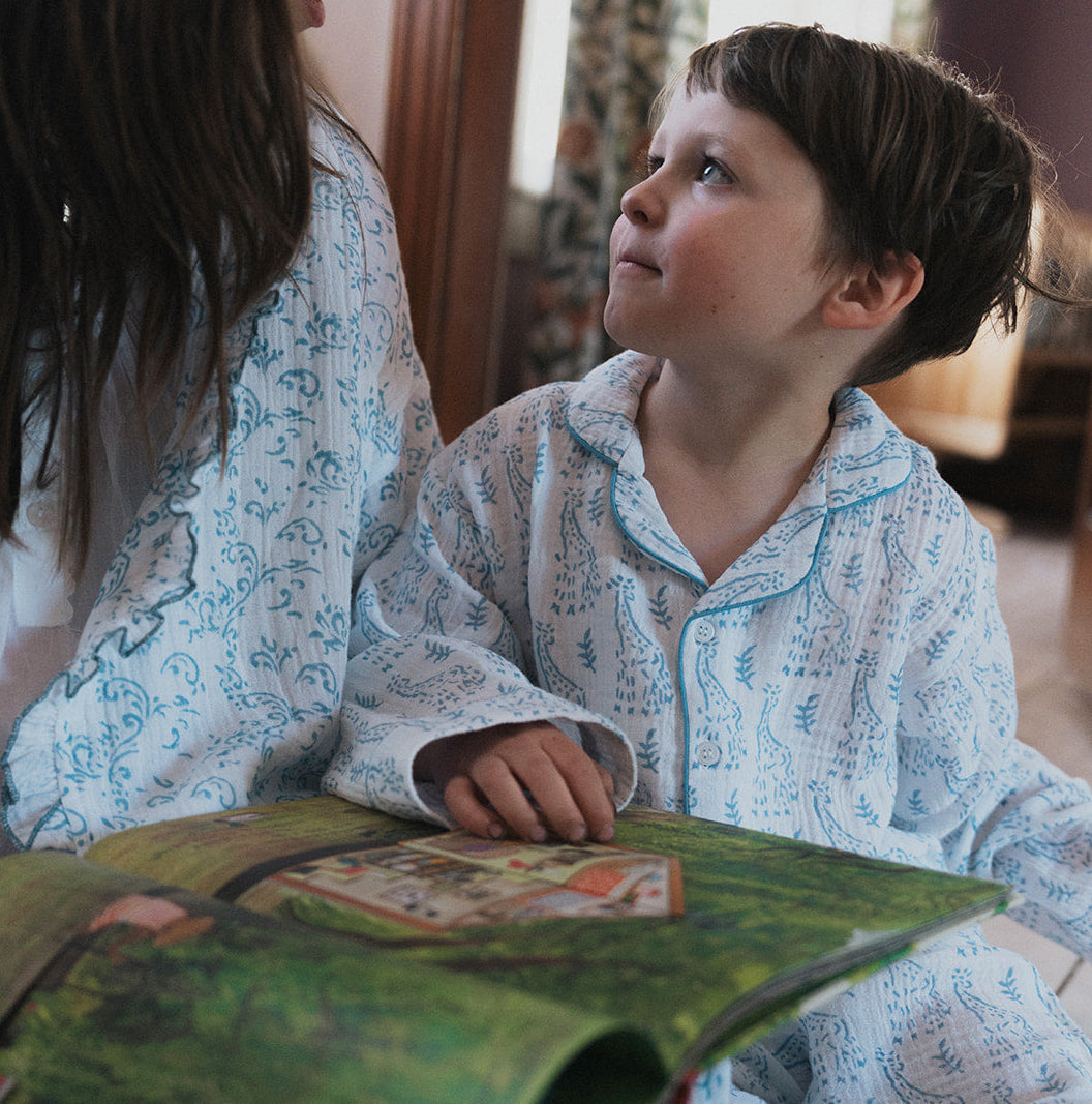 Blue Giraffe Organic Muslin Pyjamas WooWoo London