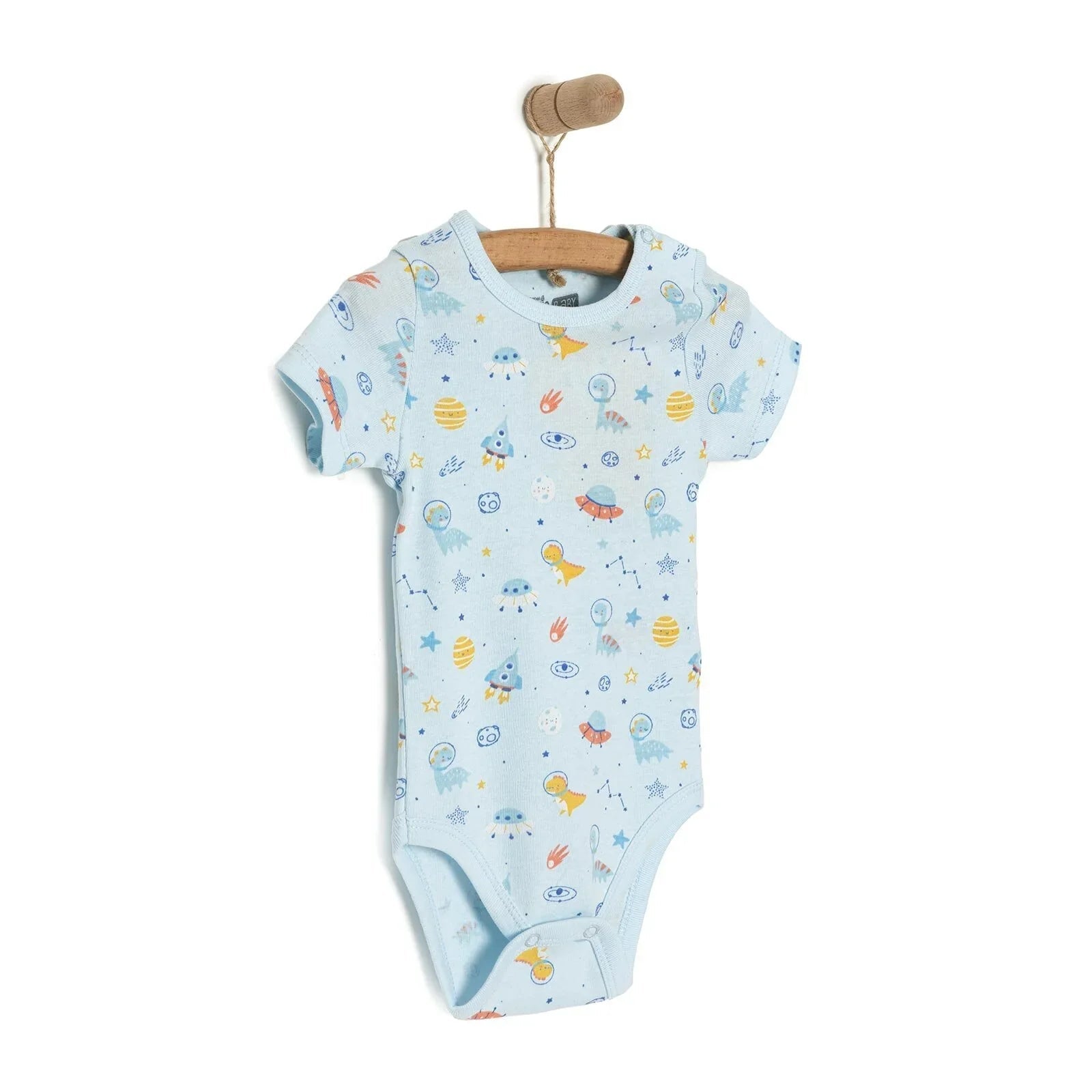 HelloBaby Galaxy Patterned Short Sleeve Bodysuit - Blue ebebek