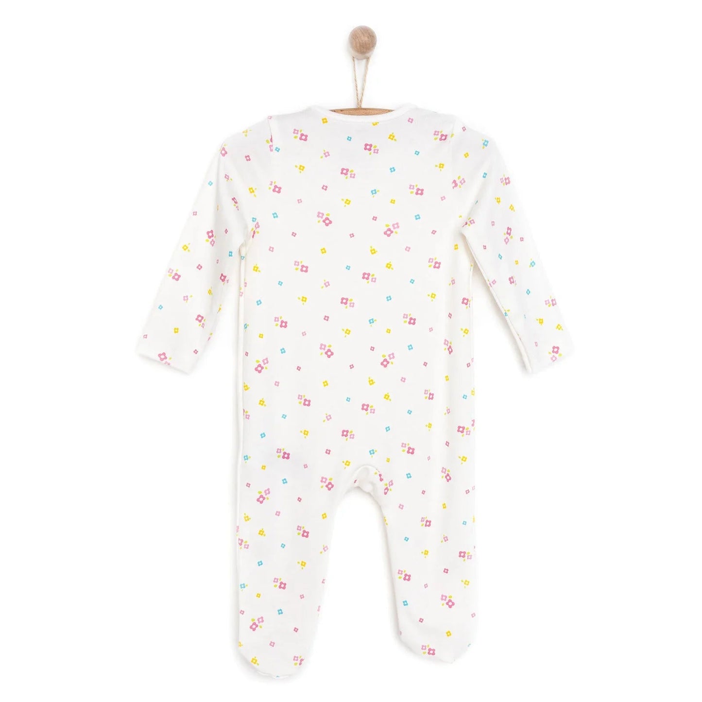 HelloBaby Newborn Girl Footed Jumpsuit - Ecru ebebek