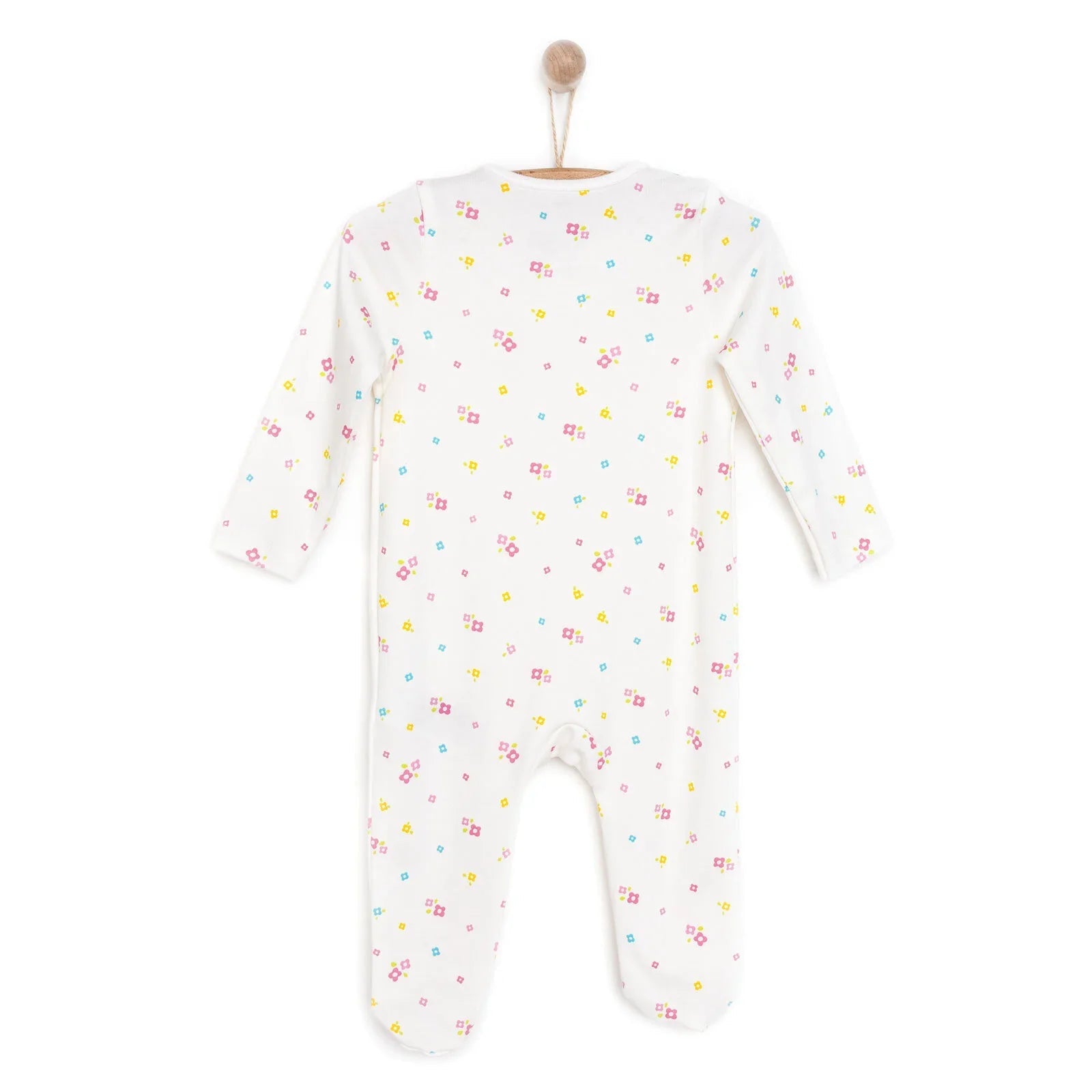 HelloBaby Newborn Girl Footed Jumpsuit - Ecru ebebek