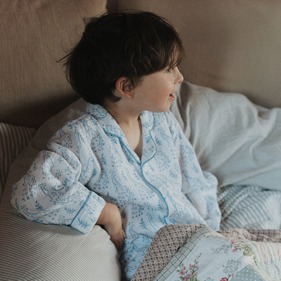 Blue Giraffe Organic Muslin Pyjamas WooWoo London