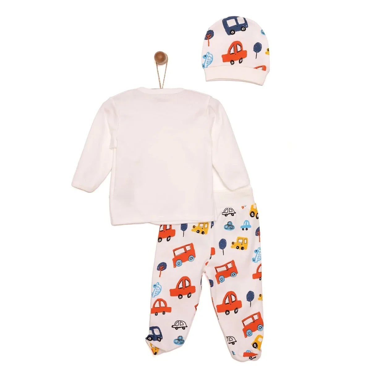 HelloBaby Newborn Baby Boy Body-Hat -Footed Bottom - Ecru ebebek