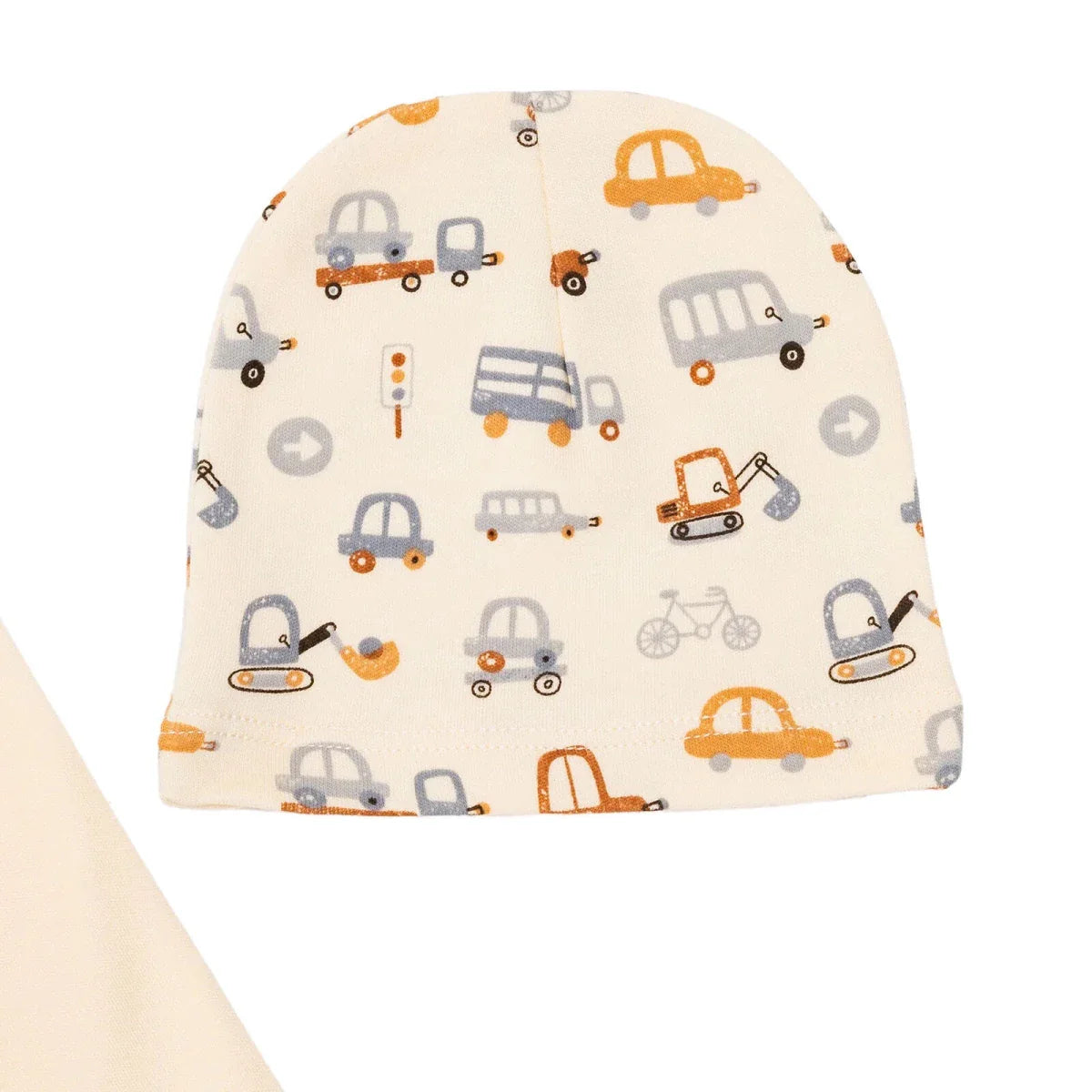 HelloBaby Boys Body-Footed Bottom-Hat Vehicles - Ecru ebebek