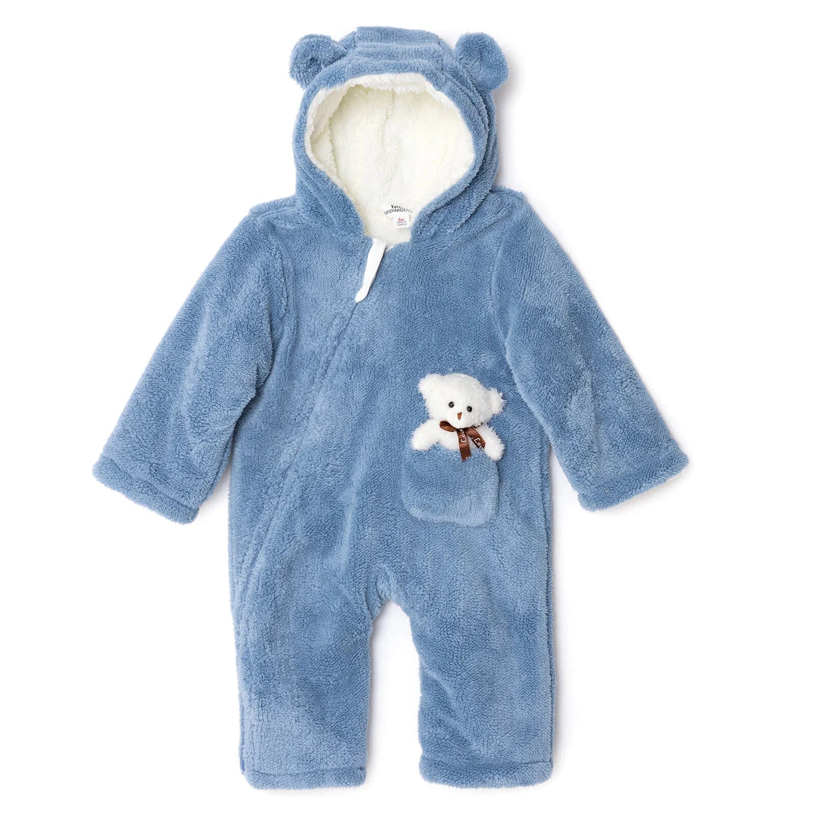 Midimod Newborn Welsoft Footless Jumpsuit - Blue ebebek