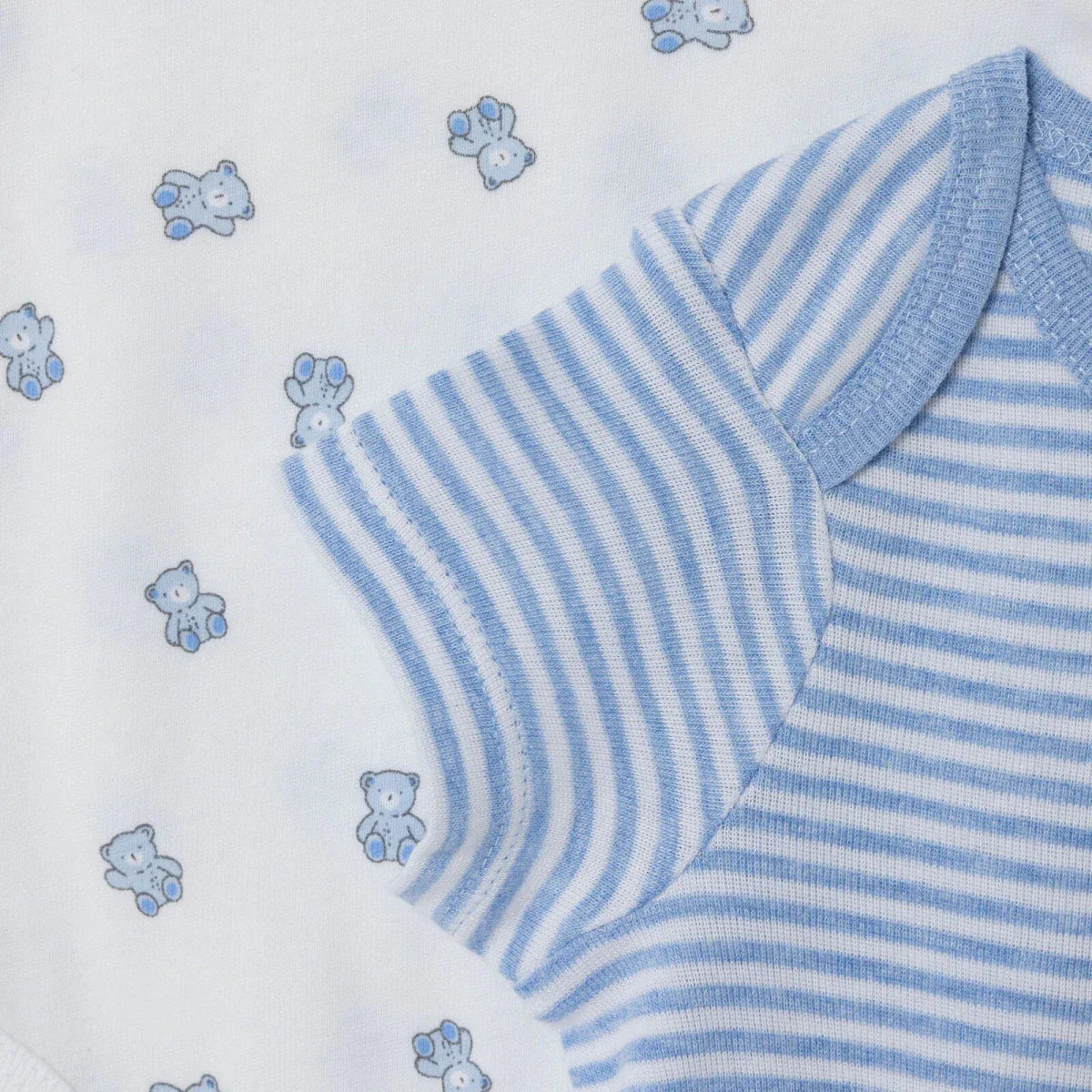 HelloBaby Boys 2-Pack Short Sleeve Bodysuits Striped with Poppers Envelope Neck Short Sleeve - Light Blue ebebek
