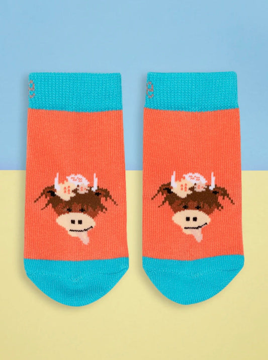 Bonnie Highland Cow Socks Pebble Children’s Wear